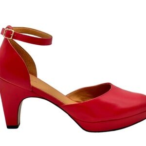 Red Ankle-Strap Platform Heels